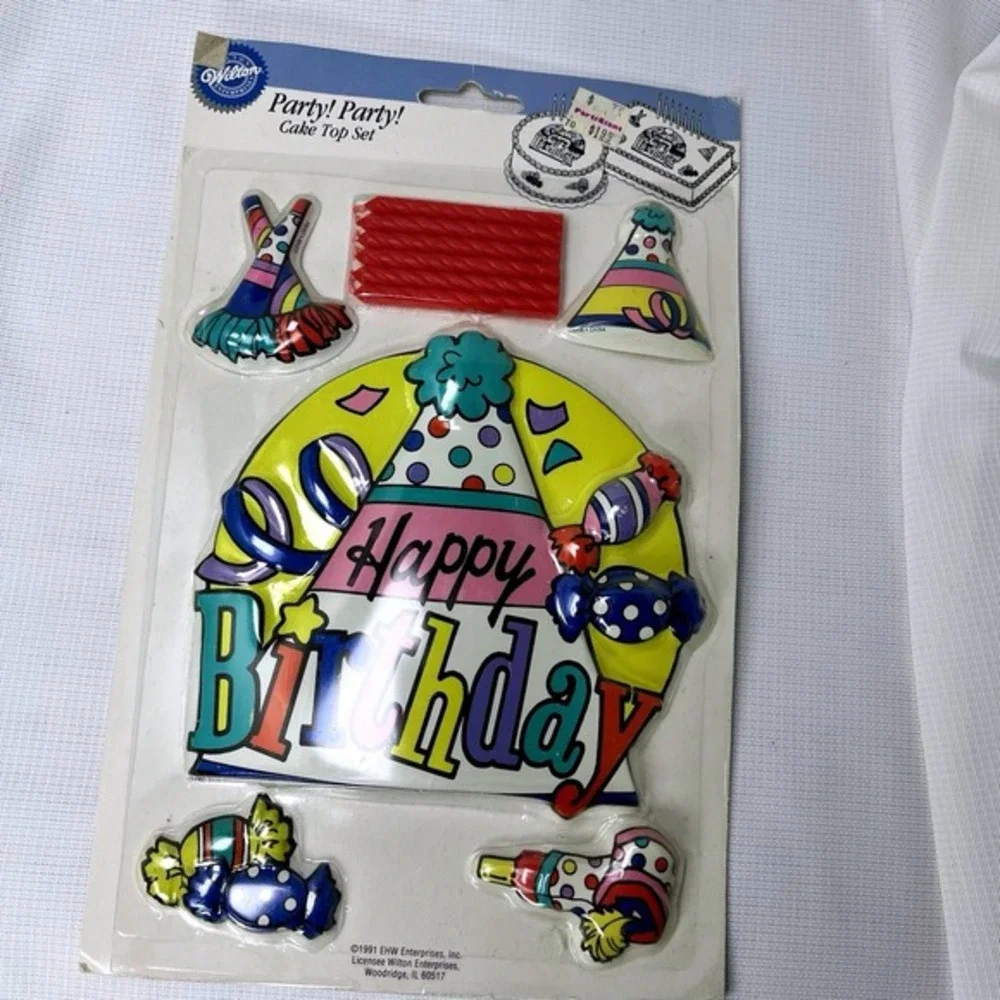 NWT Wilton Vintage Happy Birthday Cake Topper 1991‎ Party Decoration Set NOS Y2K